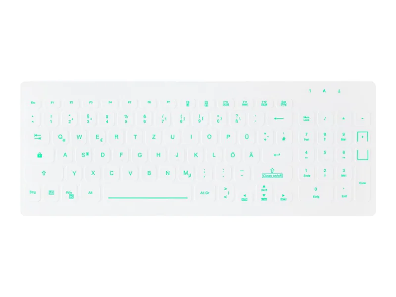 Active Key AK-CB7012F-U1-W - Tastatur - komplett versiegelt - hinterleuchtet - rack-montierbar - USB - QWERTZ - Deutsch - weiß