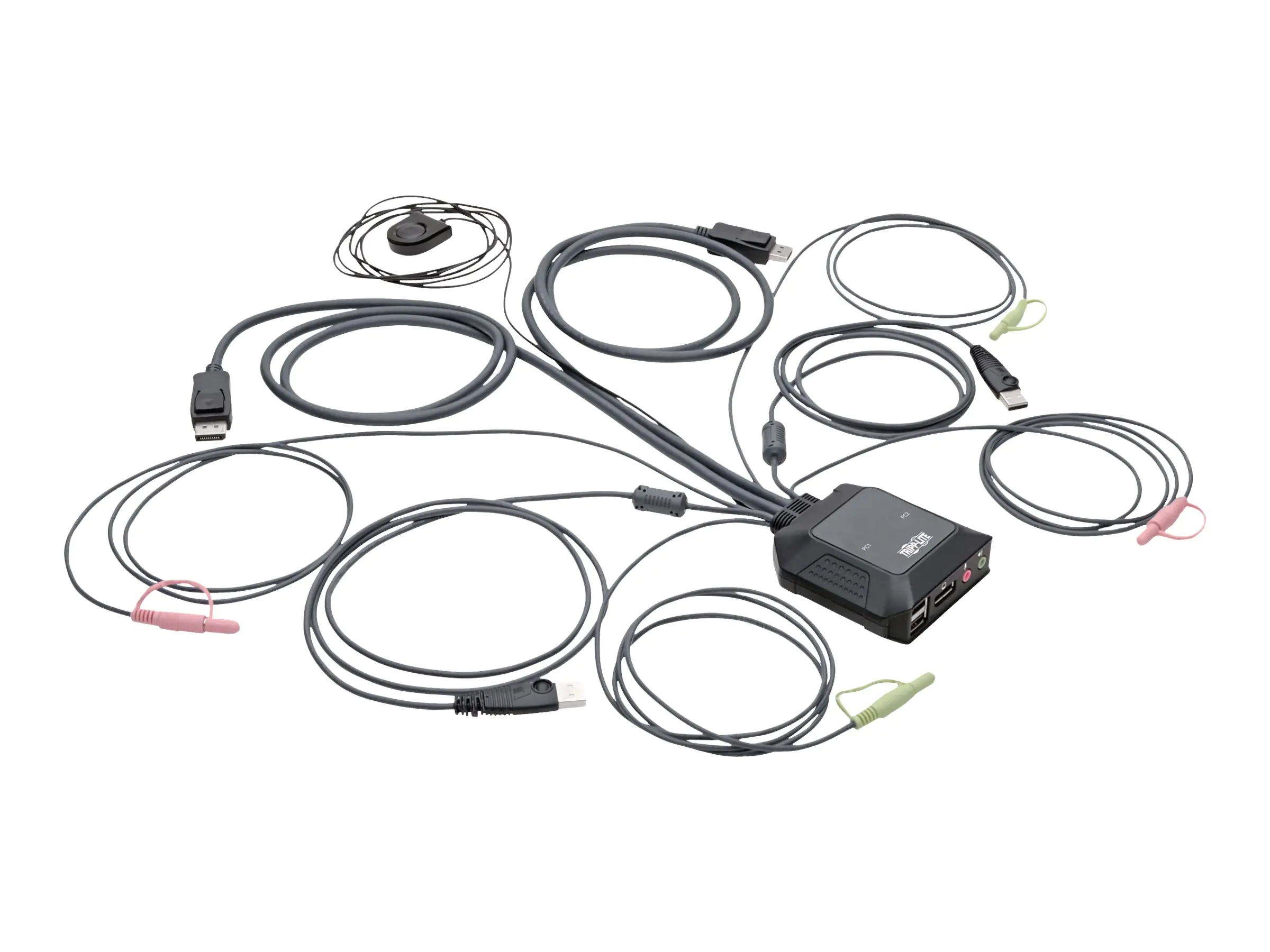 Eaton Tripp Lite series 2-Port DisplayPort 1.1/USB KVM Switch with Audio/Video, Built-In Cables, USB Peripheral Sharing - KVM-/Audio-/USB-Switch - 2 x KVM/Audio/USB - 1 lokaler Benutzer - Desktop Eaton Tripp Lite series 2-Port DisplayPort 1.1/USB KVM Switch with Audio/Video, Built-In Cables, USB Peripheral Sharing - KVM-/Audio-/USB-Switch - 2 x KVM/Audio/USB - 1 lokaler Benutzer - Desktop