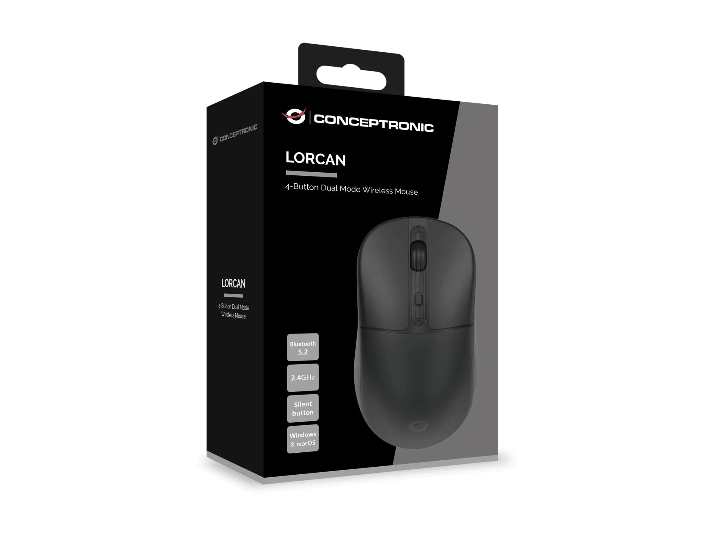 Conceptronic LORCAN04B 4-Tasten Bluetooth Maus ergonomisch