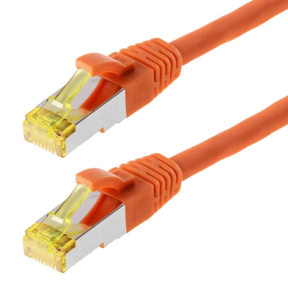 Patchkabel DRAKA S/FTP (PIMF) CAT 6A, orange 2,0m halogenfrei, Hirose TM31 Stecker, CAT 7 Rohkabel