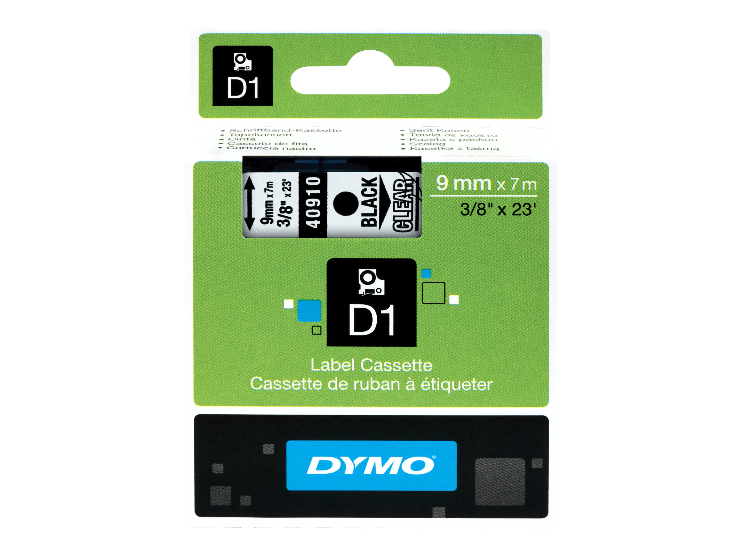 Dymo D1 - Selbstklebend - Schwarz auf Transparent - Rolle (0,9 cm x 7 m) S0720670