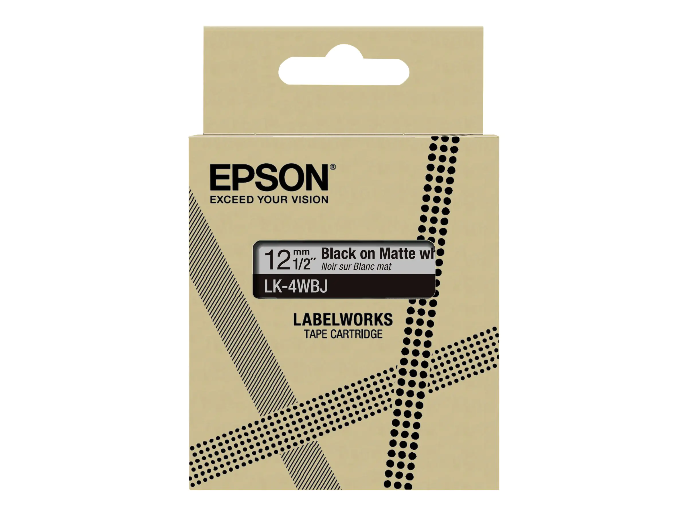 Epson LabelWorks LK-4WBJ - Schwarz auf matt Weiß - Rolle (1,2 cm x 8 m)