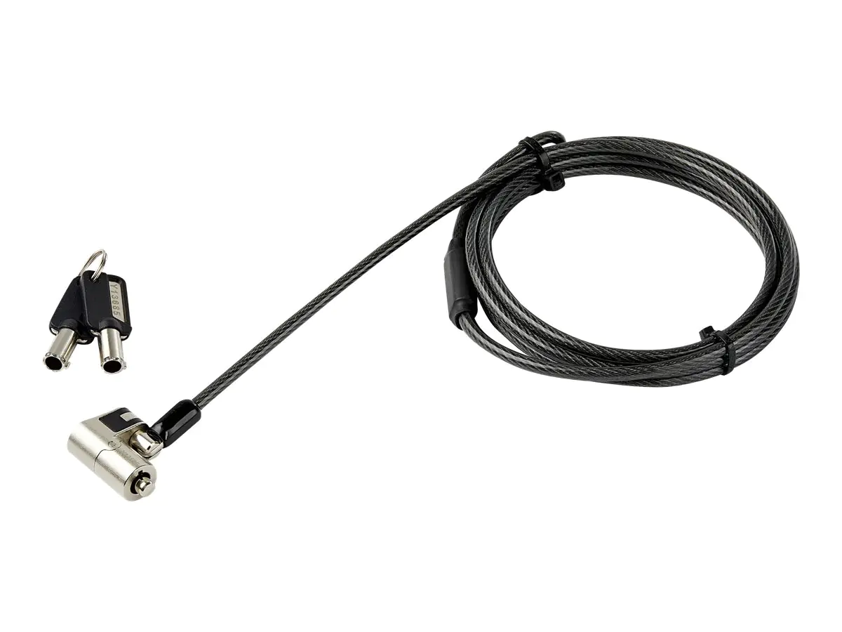 StarTech.com Laptopschloss mit 2m Kabel (mit Schlüssel, für K-Slot, Nano, Wedge Slot, Stahlkabel, Push-to-Lock Taste, Kabelschloss) LTULOCKKEY