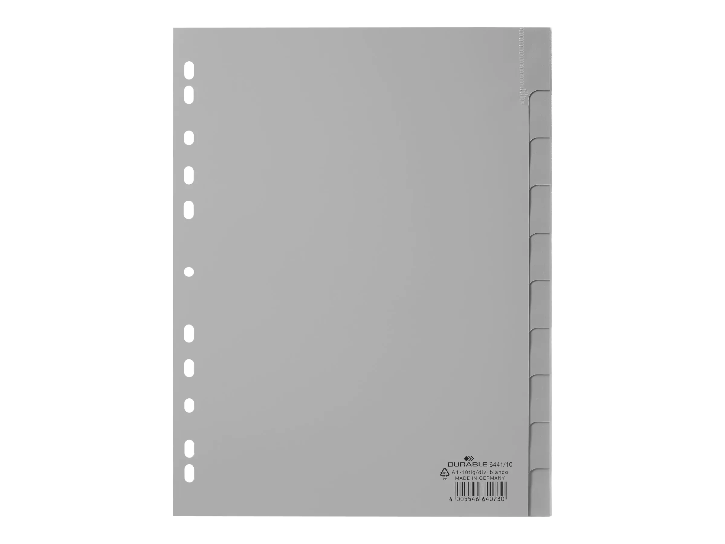 Ordnerregister f A4 10tlg gr PP mit umschweißte Taben