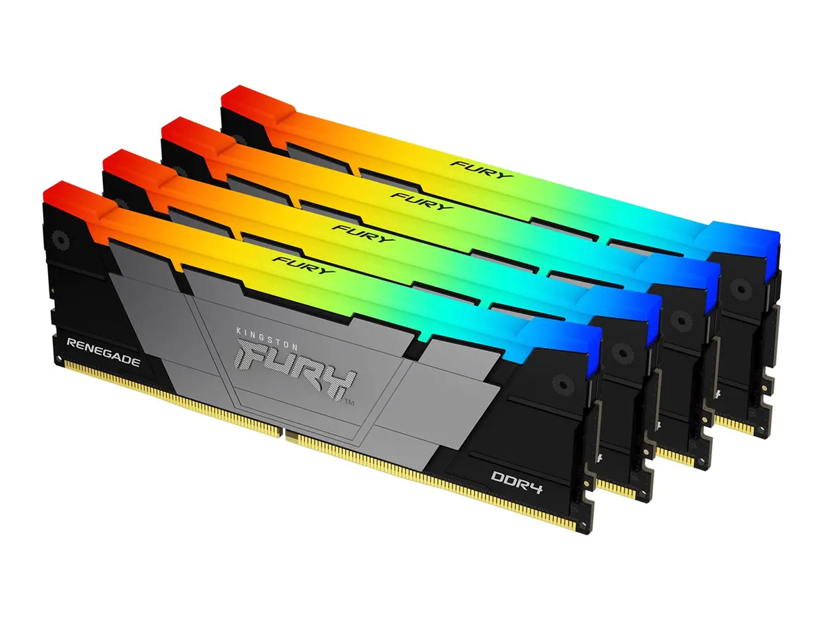 Kingston FURY Renegade RGB - DDR4 - Kit - 128 GB: 4 x 32 GB - DIMM 288-PIN - 3200 MT/s / PC4-25600 - CL16 - 1.2 V - ungepuffert - non-ECC - Schwarz