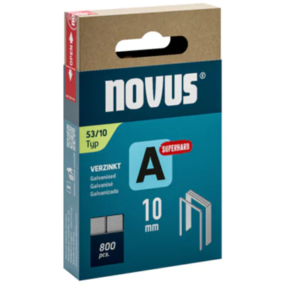NOVUS Heftklammer A 53/10 superhart Handheftgeräte, Elektroheftgeräte, Akkuheftgeräte, Drucklufttacker Stahldraht, verzinkt 800 St./Pack.