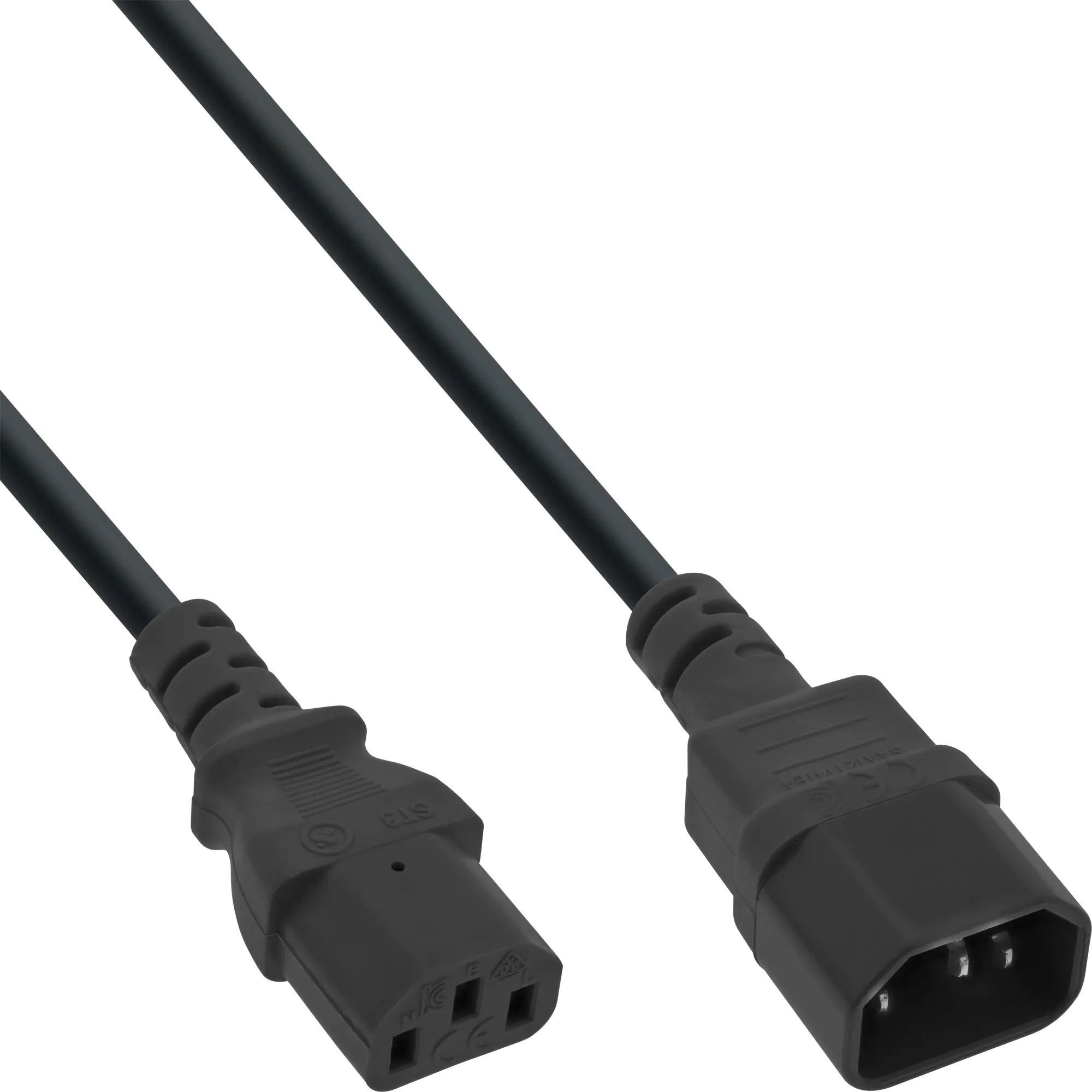 InLine - Spannungsversorgungs-Verlängerungskabel - IEC 60320 C13 zu IEC 60320 C14 - 10 m - Schwarz