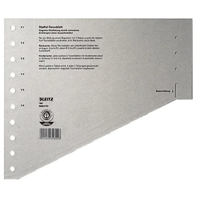 Leitz Trennblatt DIN A4, Überbreite Kraftkarton, recycelt grau schwarz 100 St./Pack.