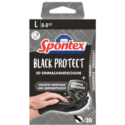 Spontex Einweghandschuhe Black Protect 8 Nitril schwarz 20 St./Pack.