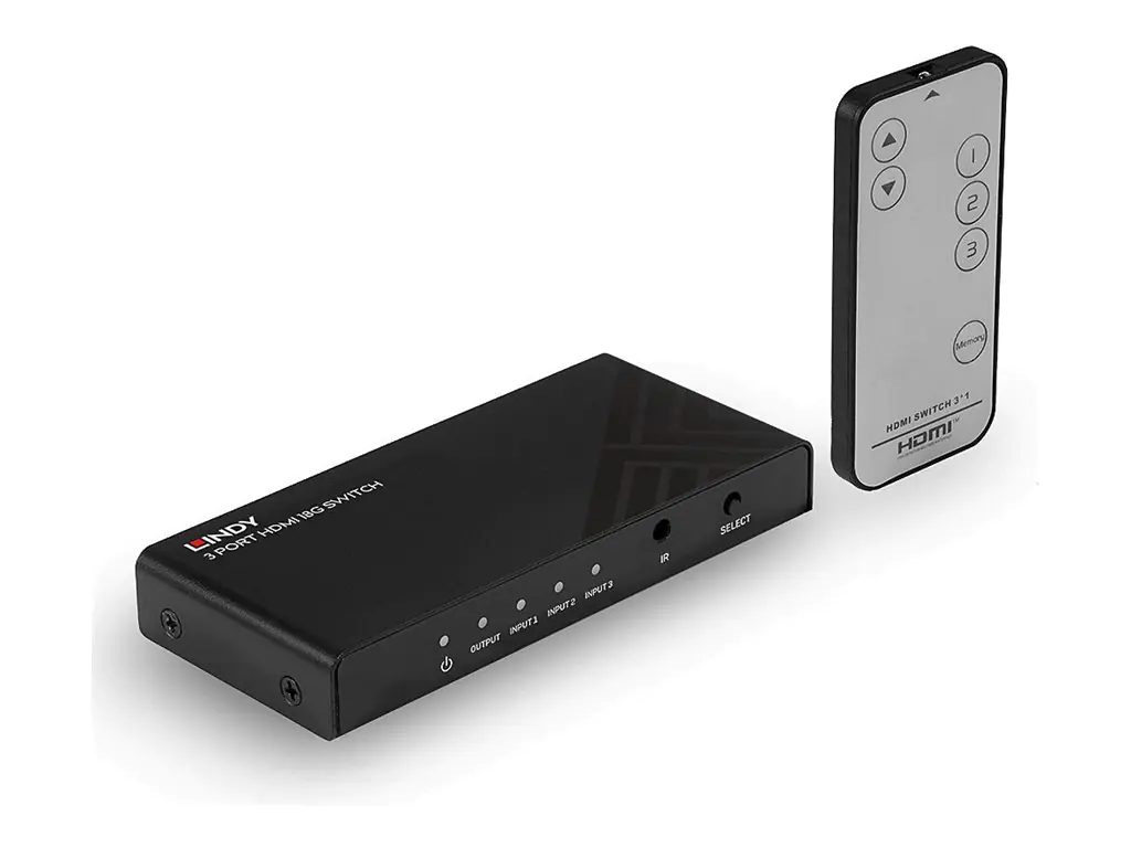 Lindy 3 Port HDMI 18G Switch - Video/Audio-Schalter - 3 x HDMI - Desktop