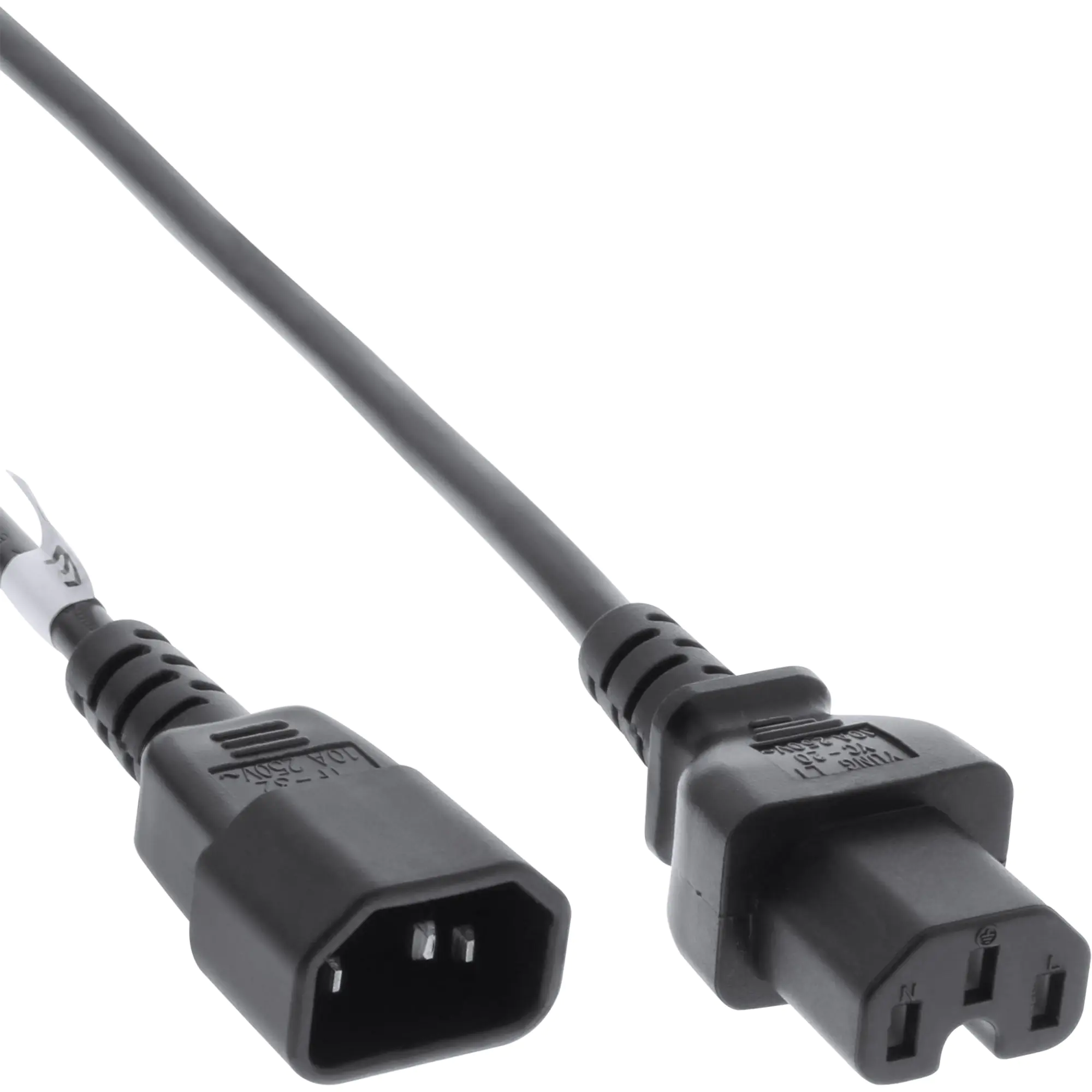 InLine - Spannungsversorgungs-Verlängerungskabel - IEC 60320 C15 zu IEC 60320 C14 - 3 m - Schwarz (Packung mit 20)