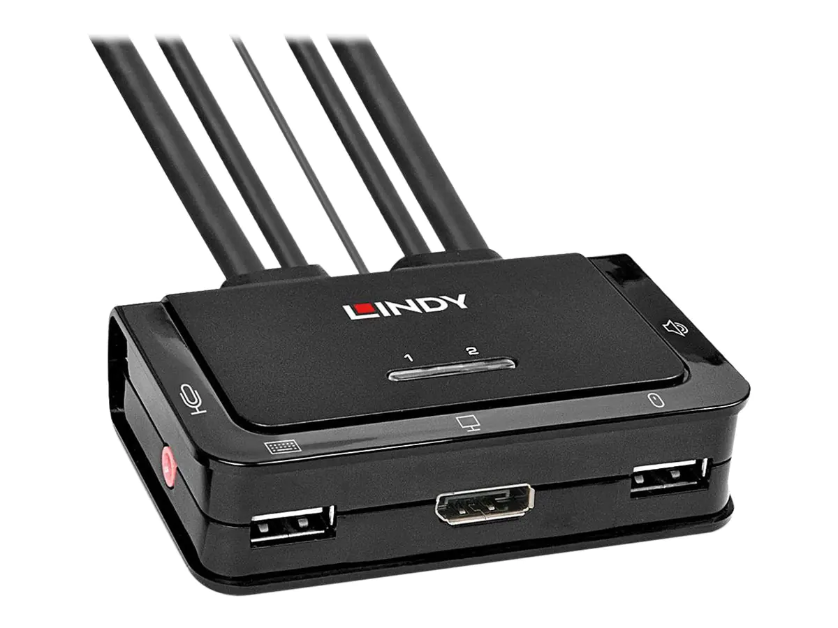 Lindy 2 Port DisplayPort 1.2, USB 2.0 & Audio Cable KVM Switch - KVM-/Audio-Switch - 2 x KVM/Audio - Desktop Lindy 2 Port DisplayPort 1.2, USB 2.0 & Audio Cable KVM Switch - KVM-/Audio-Switch - 2 x KVM/Audio - Desktop