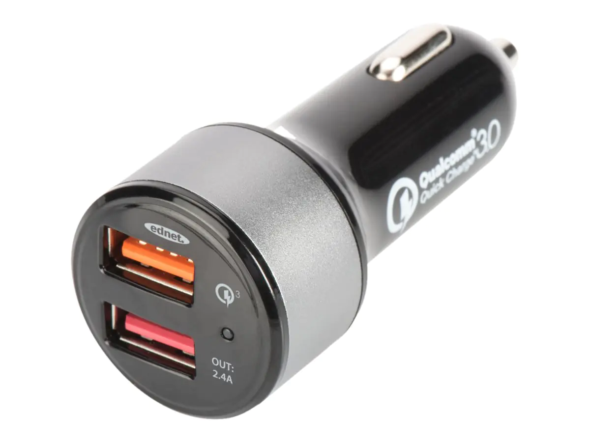ednet. Auto-Netzteil - QC 3.0 - 2 Ausgabeanschlussstellen (USB) 84103