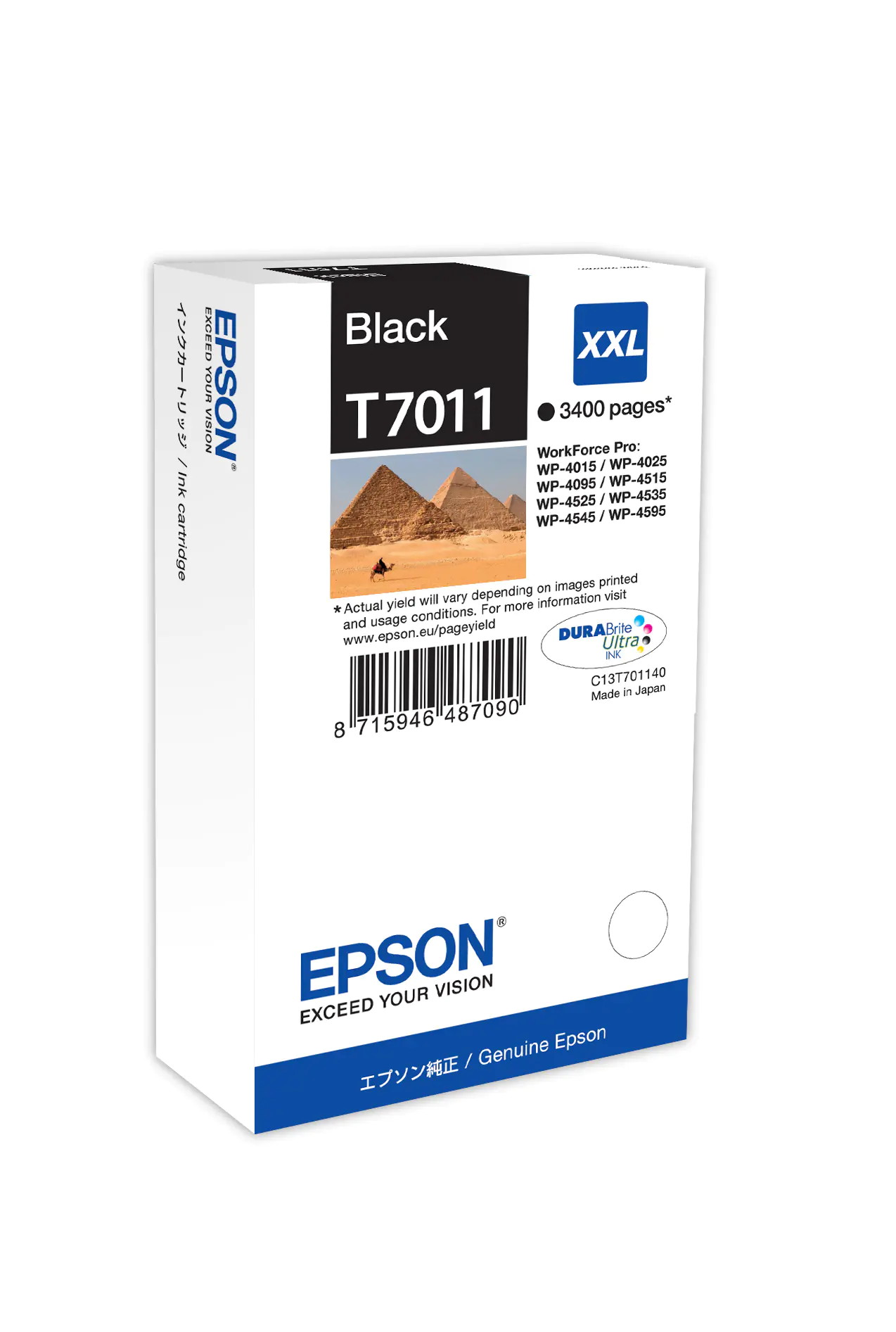 Epson T7011 - 63.2 ml - Größe XXL - Schwarz - original - Blisterverpackung - Tintenpatrone - für WorkForce Pro WP-4015 DN, WP-4095 DN, WP-4515 DN, WP-4525 DNF, WP-4595 DNF Epson T7011 - 63.2 ml - Größe XXL - Schwarz - original - Blisterverpackung - Tintenpatrone - für WorkForce Pro WP-4015 DN, WP-4095 DN, WP-4515 DN, WP-4525 DNF, WP-4595 DNF