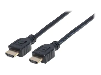 Manhattan HDMI Cable with Ethernet (CL3 rated, suitable for In-Wall use), 4K@60Hz (Premium High Speed), 5m, Male to Male, Black, Ultra HD 4k x 2k, In-Wall rated, Fully Shielded, Gold Plated Contacts, Lifetime Warranty, Polybag - Highspeed - HDMI-Kabel mit