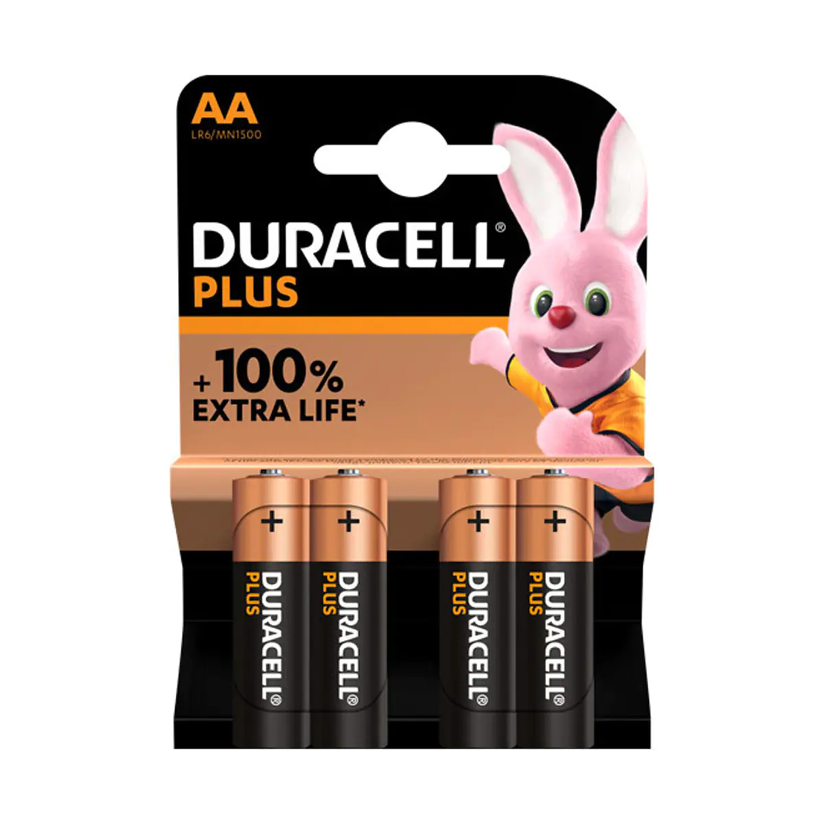 Duracell Plus 100, Einwegbatterie, AA, Alkali, 1,5 V, 4 Stück(e), Mehrfarbig 140851