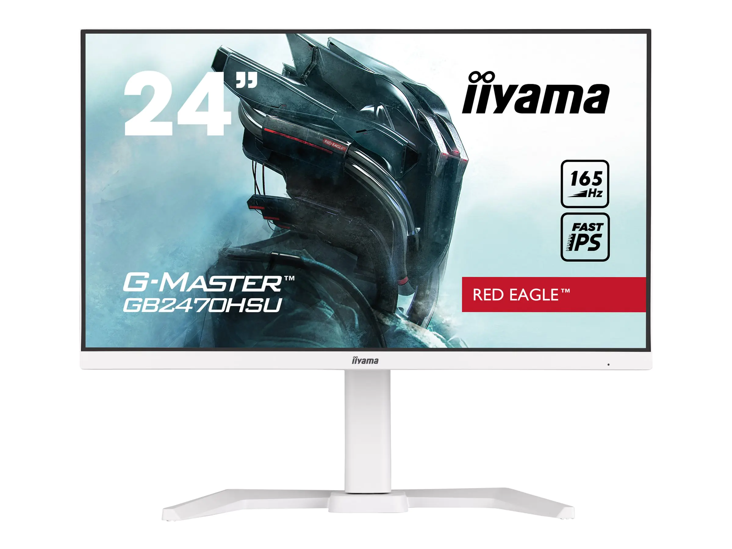 iiyama G-MASTER Red Eagle GB2470HSU-W5 - LED-Monitor - 60.5 cm (24") - 1920 x 1080 Full HD (1080p) @ 165 Hz - Fast IPS - 250 cd/m² - 1100:1 - 0.8 ms - HDMI, DisplayPort - Lautsprecher - Mattes Weiß
