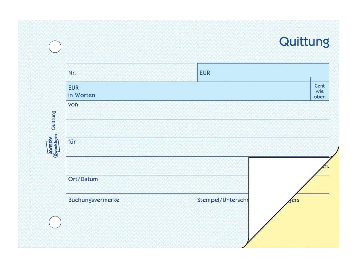 Avery Zweckform Quittung ohne MwSt. für Kleinunternehmer - 80 Seiten - A6 (105 x 148 mm) 1742