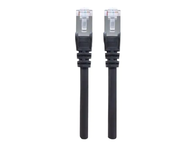 Intellinet Network Patch Cable, Cat7 Cable/Cat6A Plugs, 0.25m, Black, Copper, S/FTP, LSOH / LSZH, PVC, RJ45, Gold Plated Contacts, Snagless, Booted, Polybag - Patch-Kabel - RJ-45 (M) bis RJ-45 (M) - 25 cm - SFTP - CAT 7 (Kabel) / CAT 6a (Anschlüsse) - hal