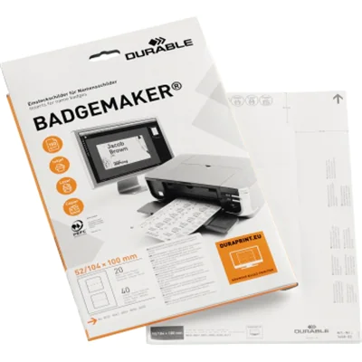 DURABLE Einsteckschild BADGEMAKER 145802 104x110mm weiß 40 St./Pack. DURABLE Einsteckschild BADGEMAKER 145802 104x110mm weiß 40 St./Pack.