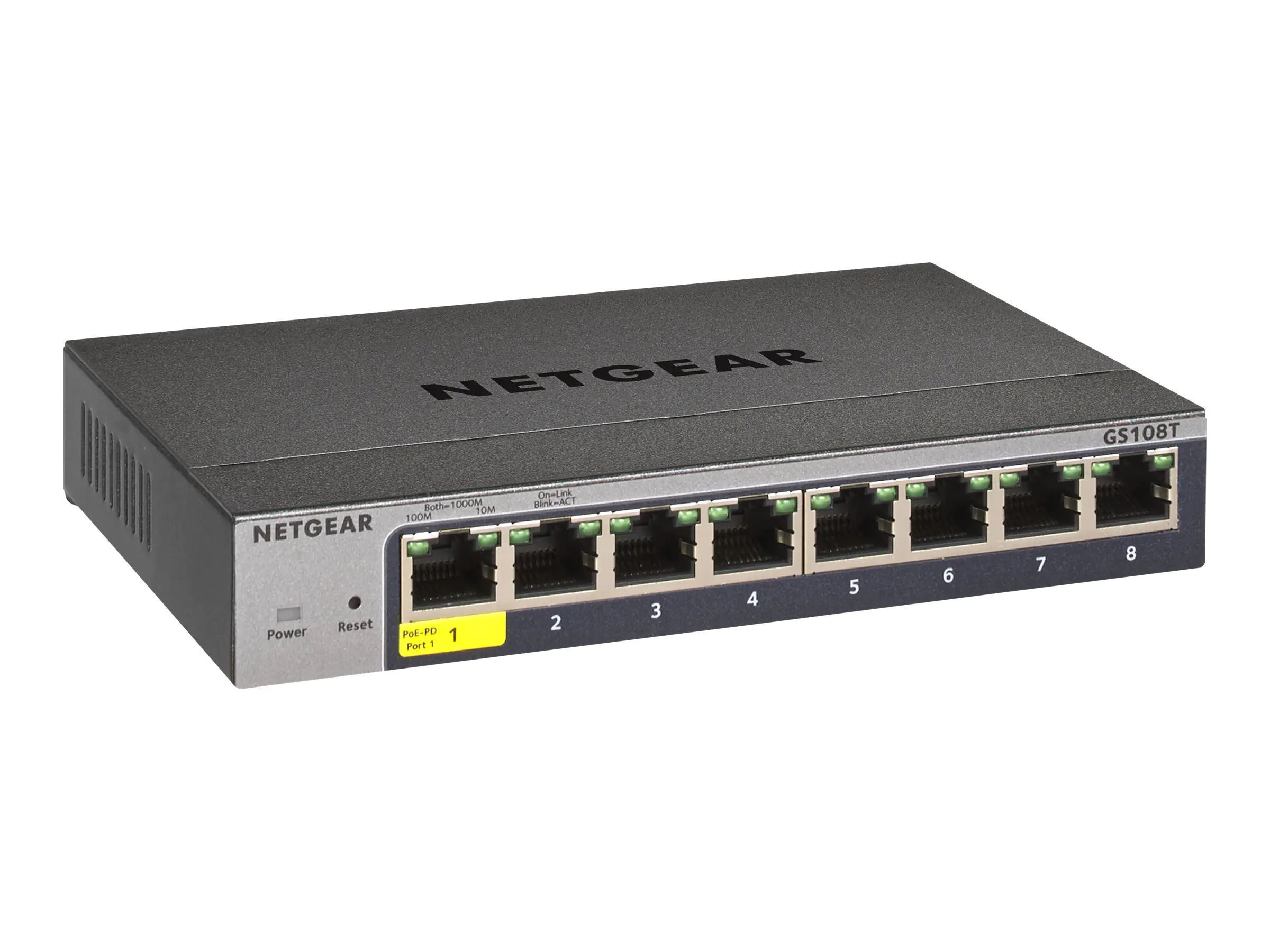 NETGEAR Smart GS108Tv3 - Switch - Smart - 8 x 10/100/1000 - Desktop, wandmontierbar - DC Power NETGEAR Smart GS108Tv3 - Switch - Smart - 8 x 10/100/1000 - Desktop, wandmontierbar - DC Power