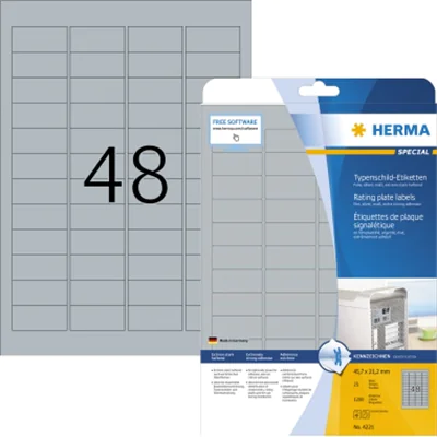 HERMA Typenschildetikett 4221 45,7x21,2mm silber 1.200 St./Pack.