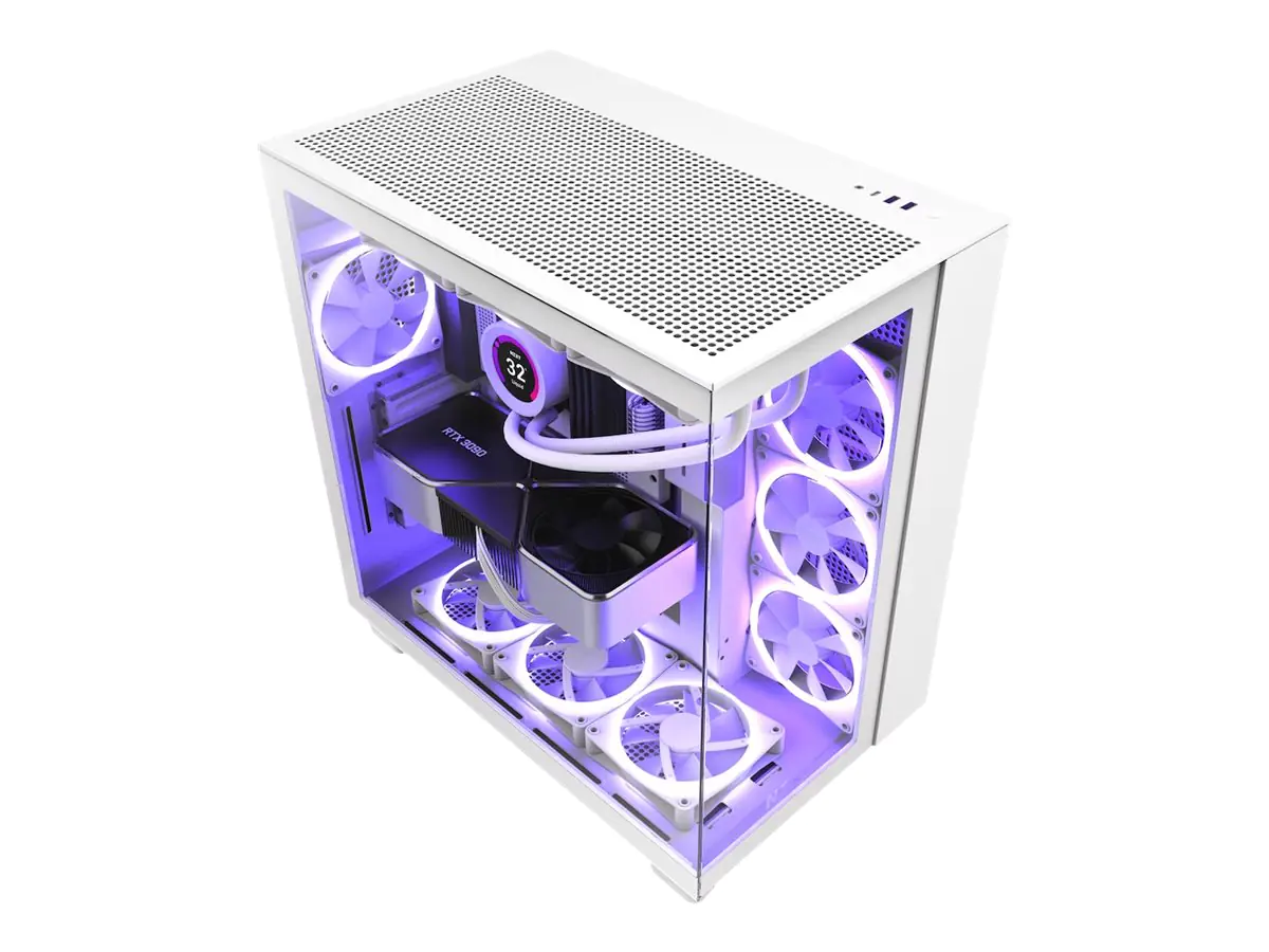 NZXT H series H9 Flow - Mid tower - ATX - Seitenteil mit Fenster (gehärtetes Glas) - keine Spannungsversorgung - Mattes Weiß - USB/Audio