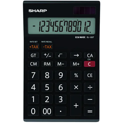 Sharp EL-125T Tischrechner schwarz EL125TWH