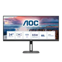 AOC Value-line U34V5C/BK - V5 series - LED-Monitor - 86.4 cm (34") - 3440 x 1440 WQHD @ 100 Hz - VA - 300 cd/m² - 4000:1 - 4 ms - HDMI, DisplayPort, USB-C - Lautsprecher - mattschwarz AOC Value-line U34V5C/BK - V5 series - LED-Monitor - 86.4 cm (34") - 3440 x 1440 WQHD @ 100 Hz - VA - 300 cd/m² - 4000:1 - 4 ms - HDMI, DisplayPort, USB-C - Lautsprecher - mattschwarz