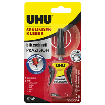UHU® Sekundenkleber blitzschnell PRÄZISION universell easy tip system 3g UHU® Sekundenkleber blitzschnell PRÄZISION universell easy tip system 3g