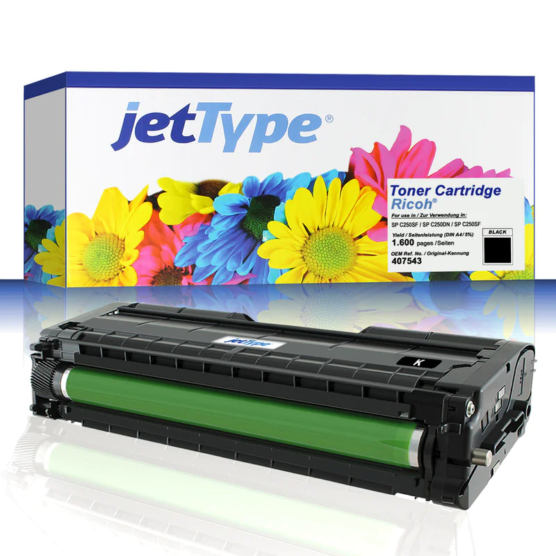 jetType Toner kompatibel zu Ricoh 407543 Schwarz 1.600 Seiten 1 Stück