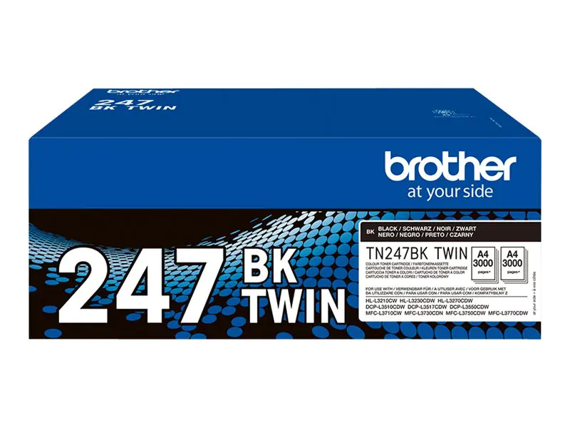 Brother TN247BK TWIN - 2er-Pack - Hohe Ergiebigkeit - Schwarz - original - Tonerpatrone - für Brother DCP-L3510, L3517, L3550, HL-L3270, L3290, MFC-L3710, L3730, L3750, L3770 Brother TN247BK TWIN - 2er-Pack - Hohe Ergiebigkeit - Schwarz - original - Tonerpatrone - für Brother DCP-L3510, L3517, L3550, HL-L3270, L3290, MFC-L3710, L3730, L3750, L3770