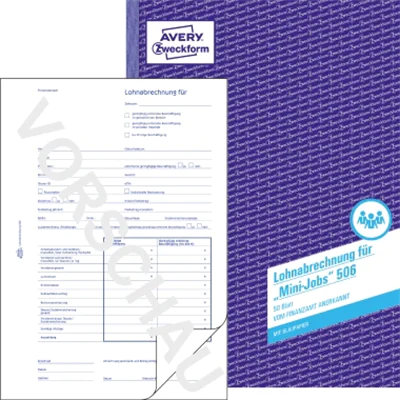 Avery Zweckform Lohnabrechnung 506 DIN A4 50Blatt Avery Zweckform Lohnabrechnung 506 DIN A4 50Blatt