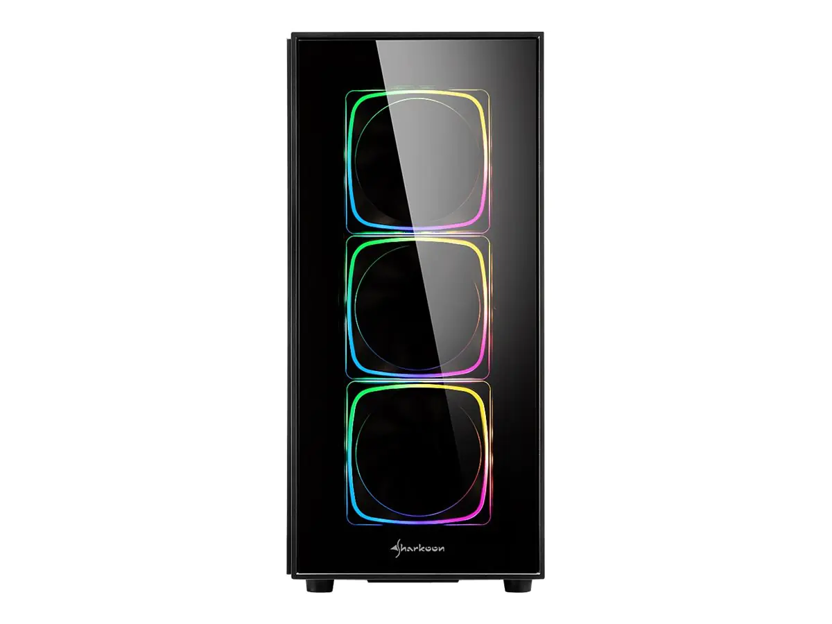 Sharkoon TG6 RGB - Tower - ATX - Seitenteil mit Fenster (gehärtetes Glas) - keine Spannungsversorgung - Schwarz - USB/Audio