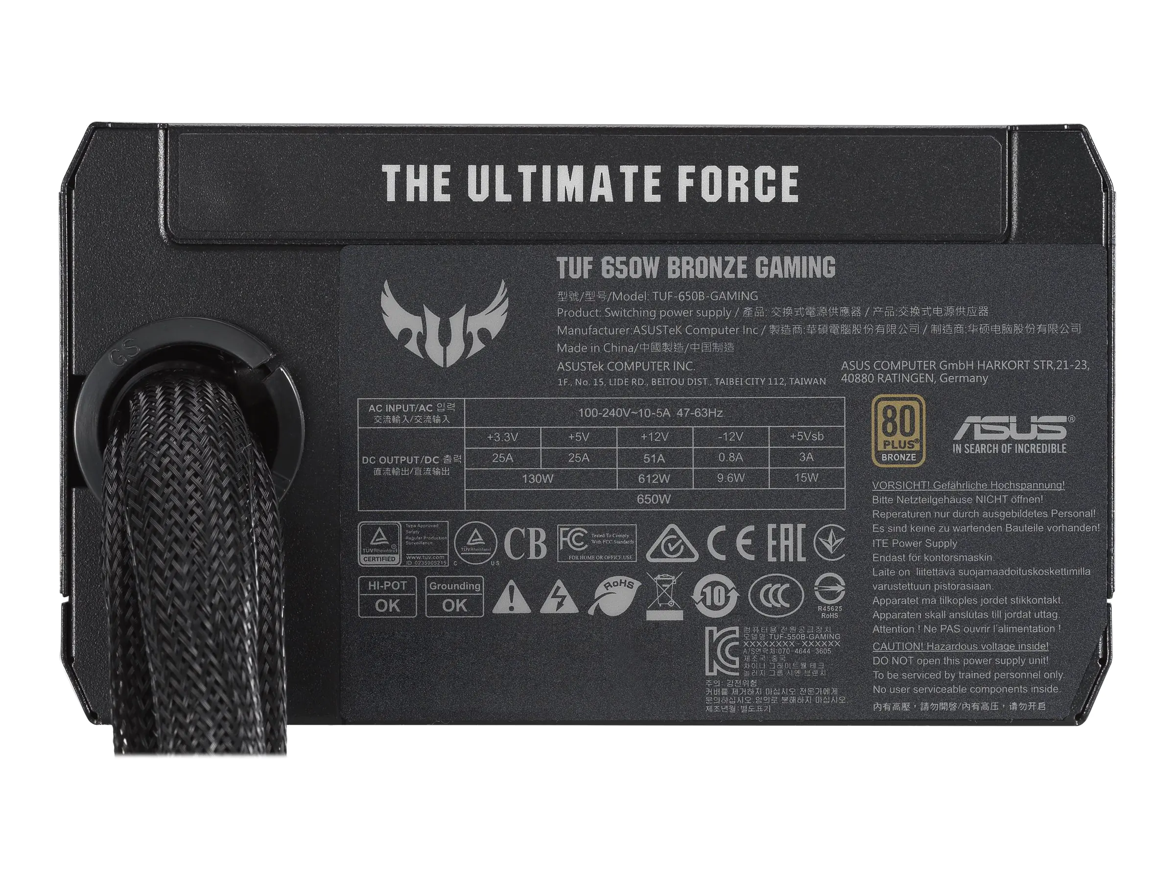 ASUS TUF-GAMING-650B - Netzteil (intern) - ATX12V / EPS12V - 80 PLUS Bronze - Wechselstrom 100-240 V - 650 Watt