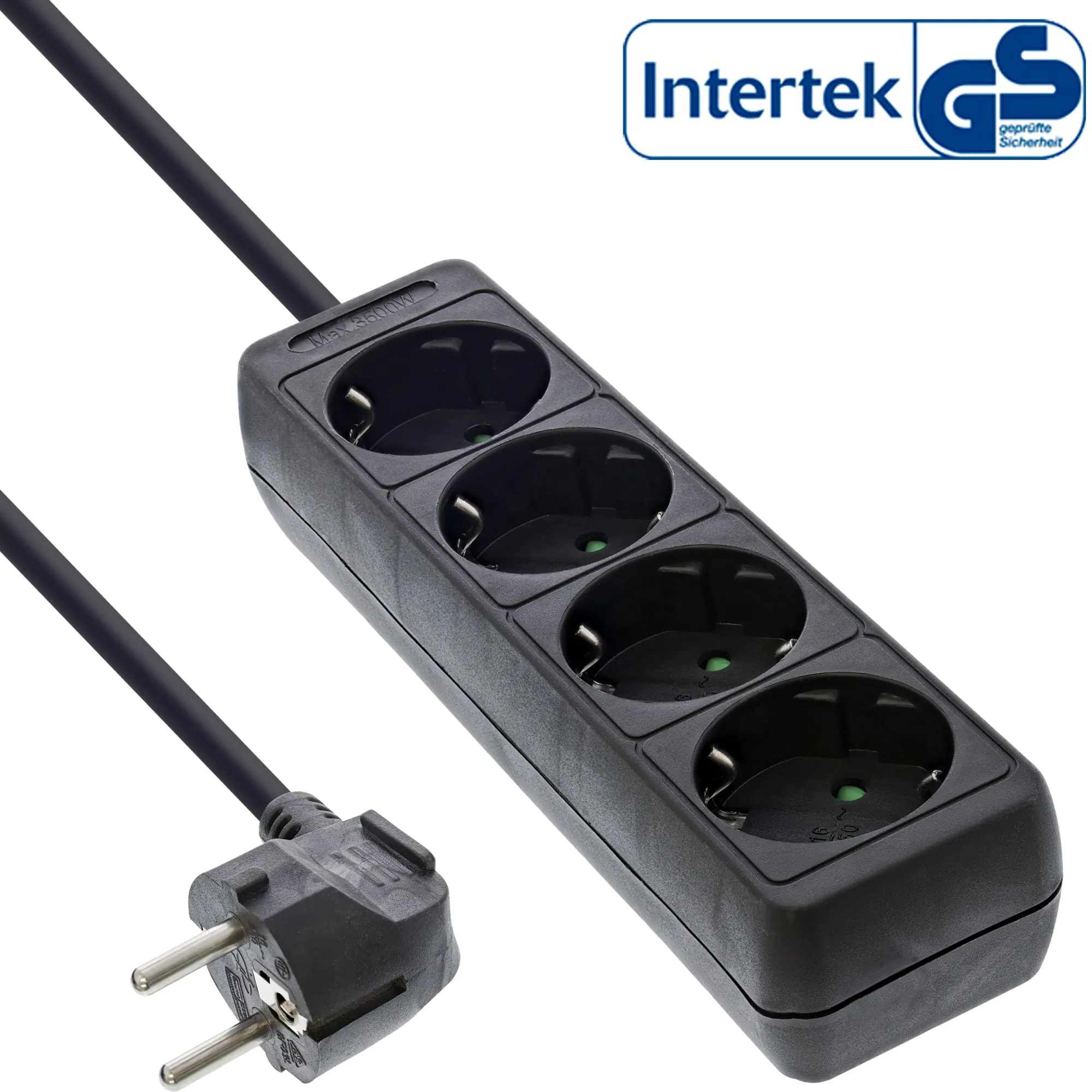 InLine Steckdosenleiste - 4-fach Schutzkontakt - schwarz - 5m 16445E
