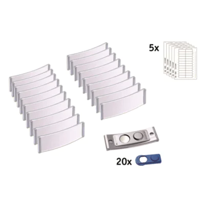 badgepoint® Namensschild polar® classic 64 x 22 mm (B x H) inkl. 5 Bogen (120 Namenskarten) Papier A4 weiß Magnet metall 20 St./Pack. badgepoint® Namensschild polar® classic 64 x 22 mm (B x H) inkl. 5 Bogen (120 Namenskarten) Papier A4 weiß Magnet metall 20 St./Pack.