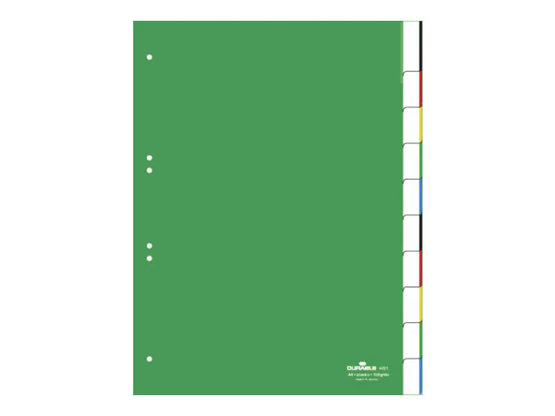 DURABLE Register 622105 DIN A4 10teilig Hartfolie grün