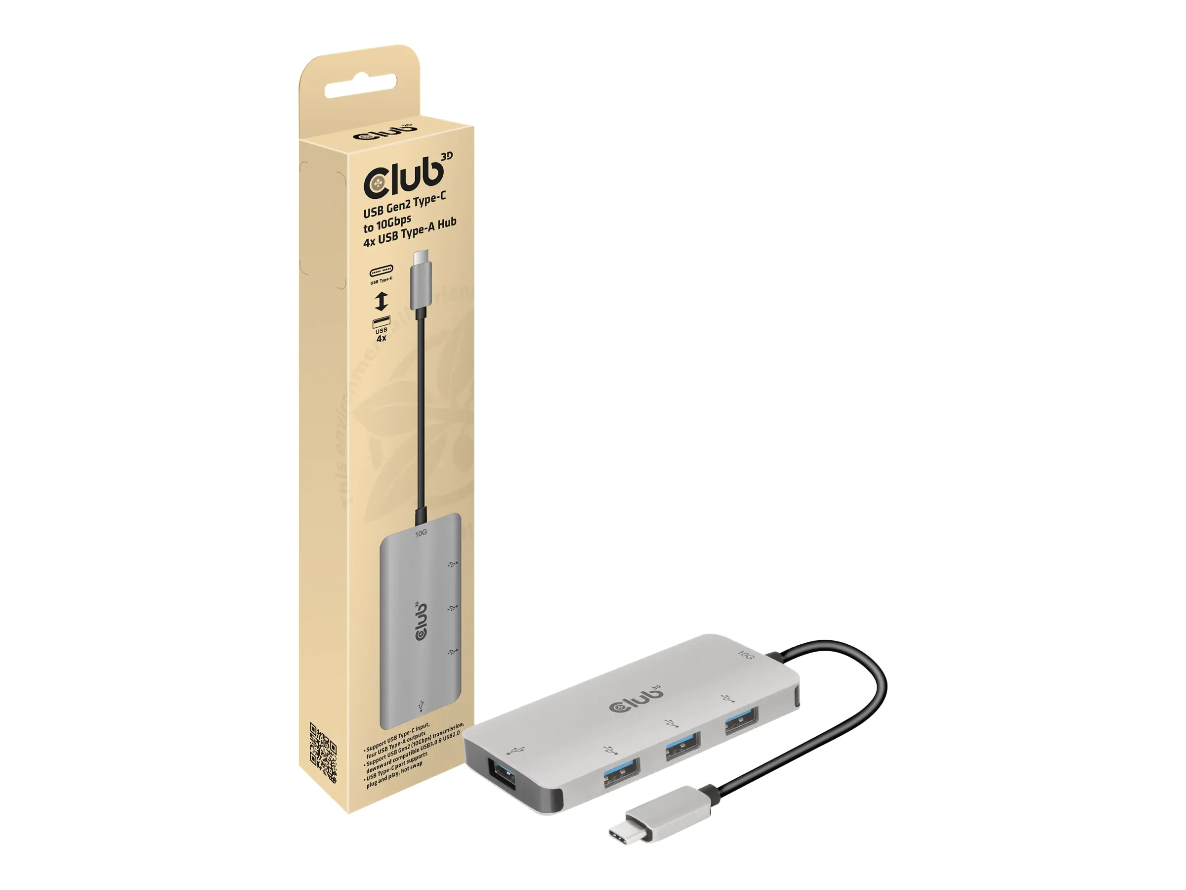 Club 3D CSV-1547 - Hub - 4 x USB 3.1 Gen 2 - Desktop