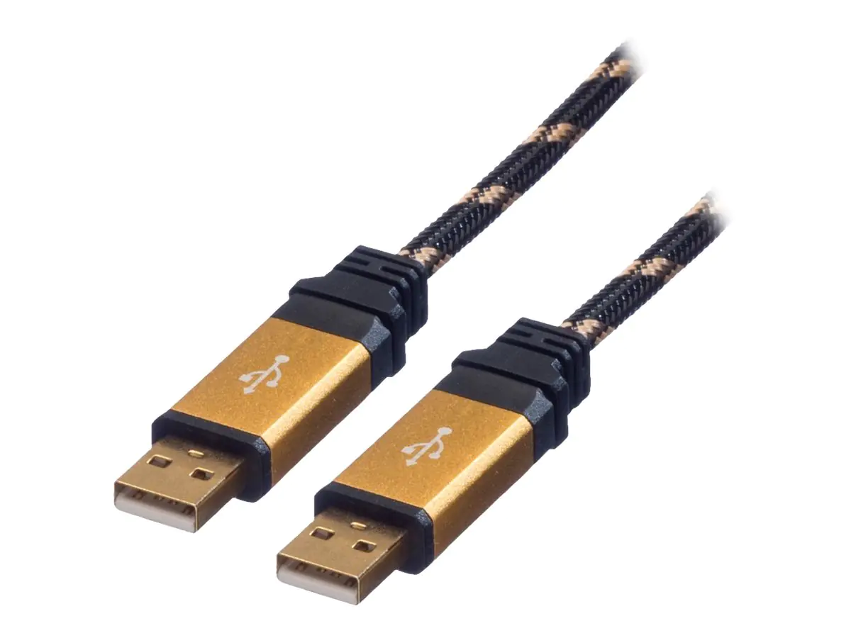 Roline Gold - USB-Kabel - USB (M) zu USB (M) - USB 2.0 - 1.8 m - Schwarz, Gold