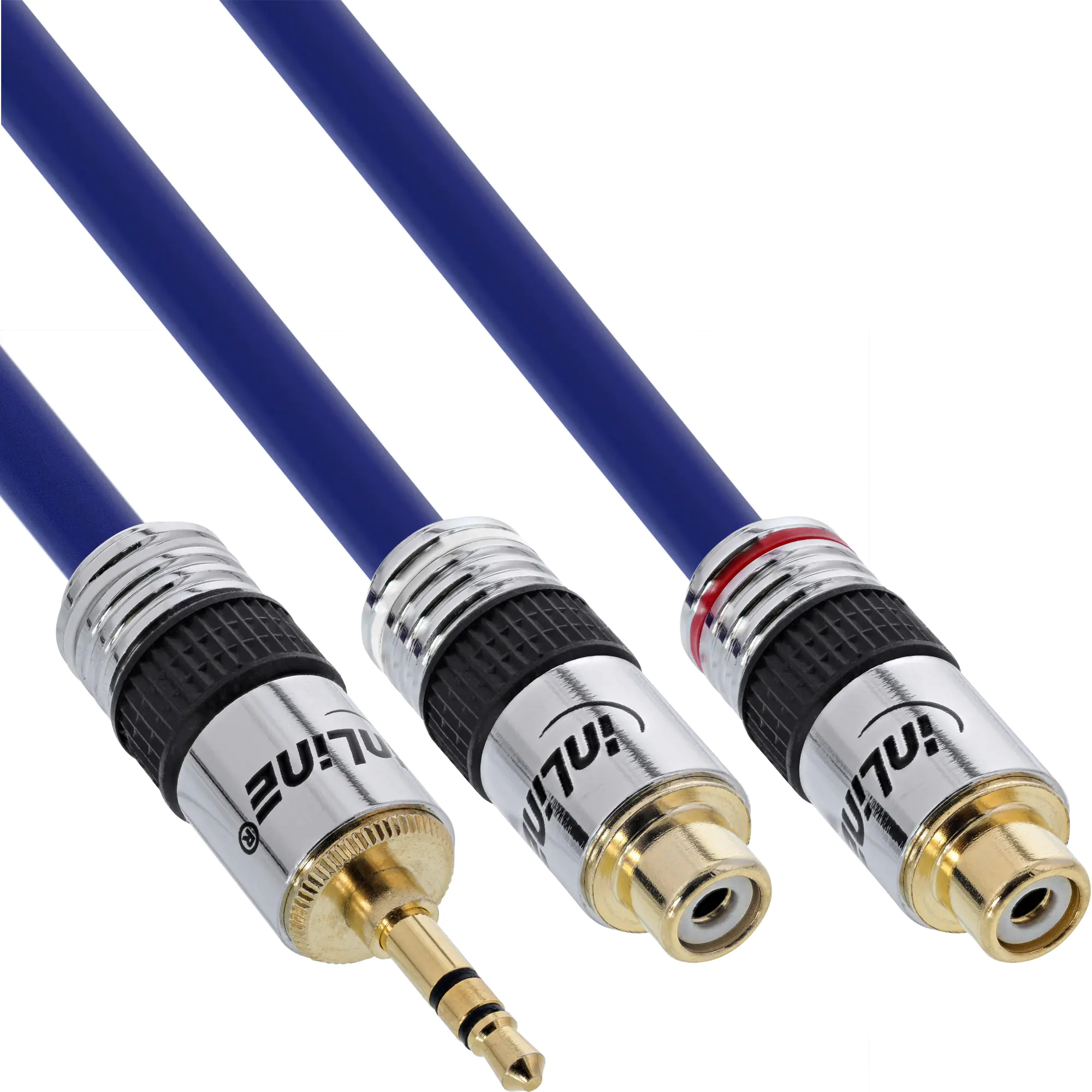 InLine Cinch/Klinke Kabel - PREMIUM - 2x Cinch Buchse an 3,5mm Klinke St. - 0,25m 89941P