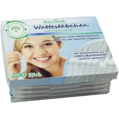 Regina Wattestäbchen nicht Steril 100 % Baumwolle/Papier 200 St./Pack.