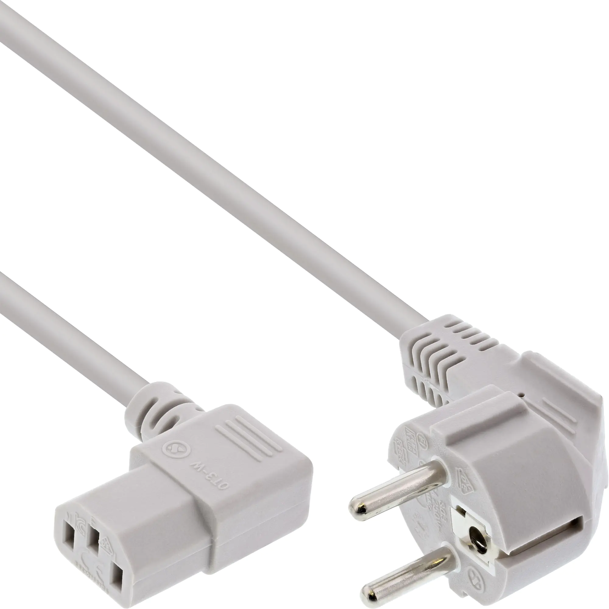 InLine - Stromkabel - CEE 7/7 (S) gewinkelt bis IEC 60320 C13 gewinkelt - 1 m - Grau