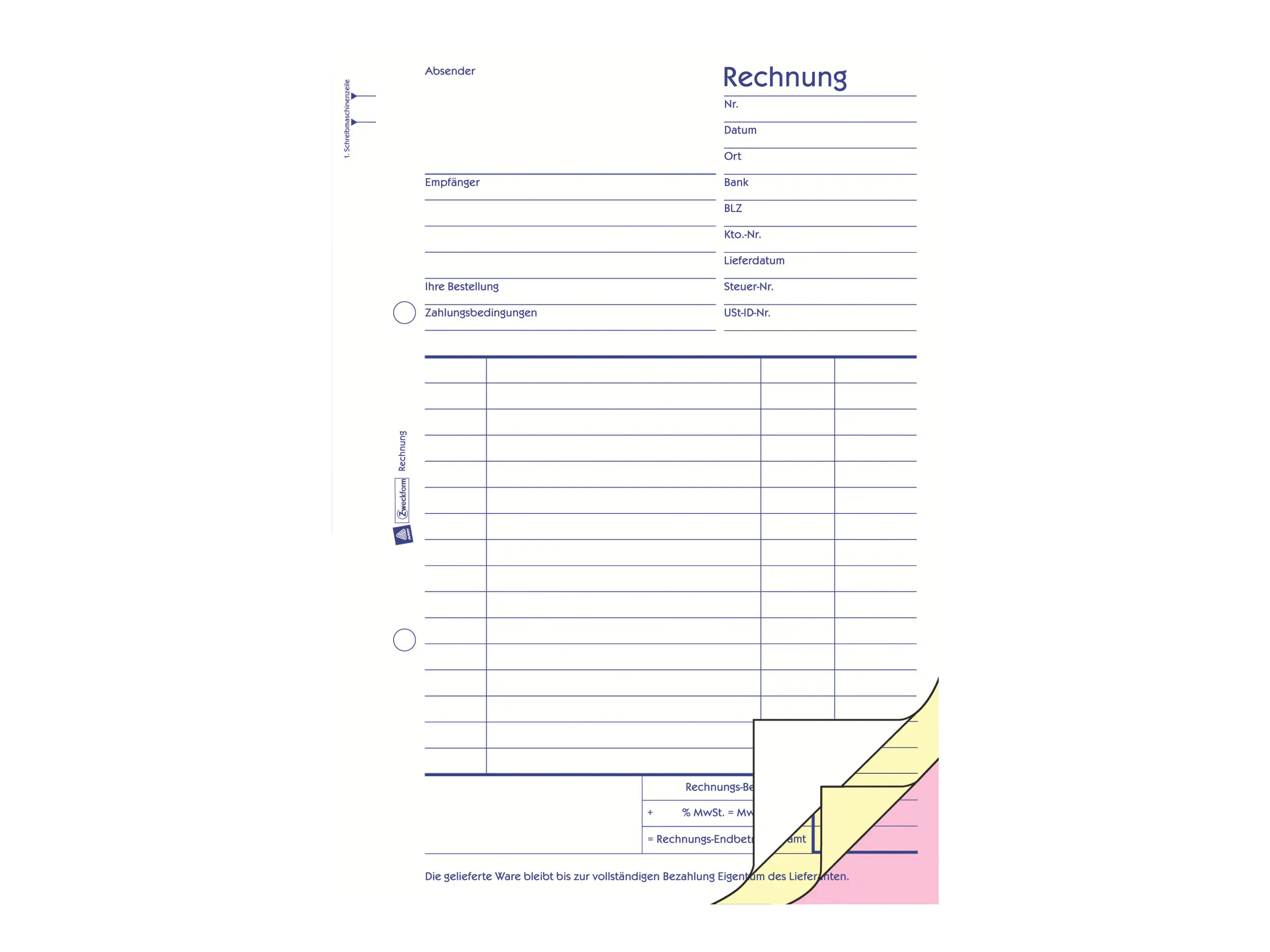Avery Zweckform Rechnungsformular - 40 Blatt - A5 (148 x 210 mm) 1731