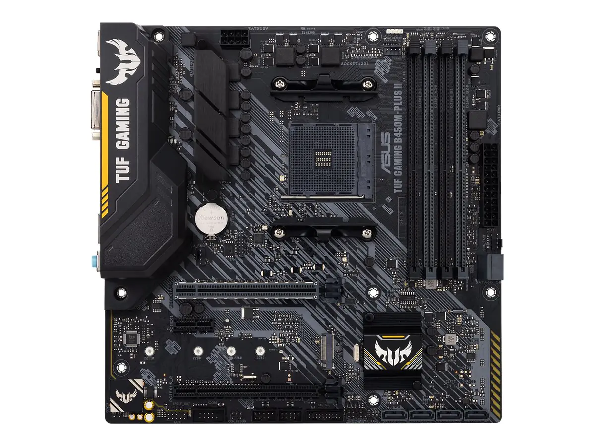 ASUS TUF GAMING B450M-PLUS II - Motherboard - micro ATX - Socket AM4 - AMD B450 Chipsatz - USB-C Gen1, USB 3.2 Gen 1, USB 3.2 Gen 2 - Gigabit LAN - Onboard-Grafik (CPU erforderlich) - HD Audio (8-Kanal)