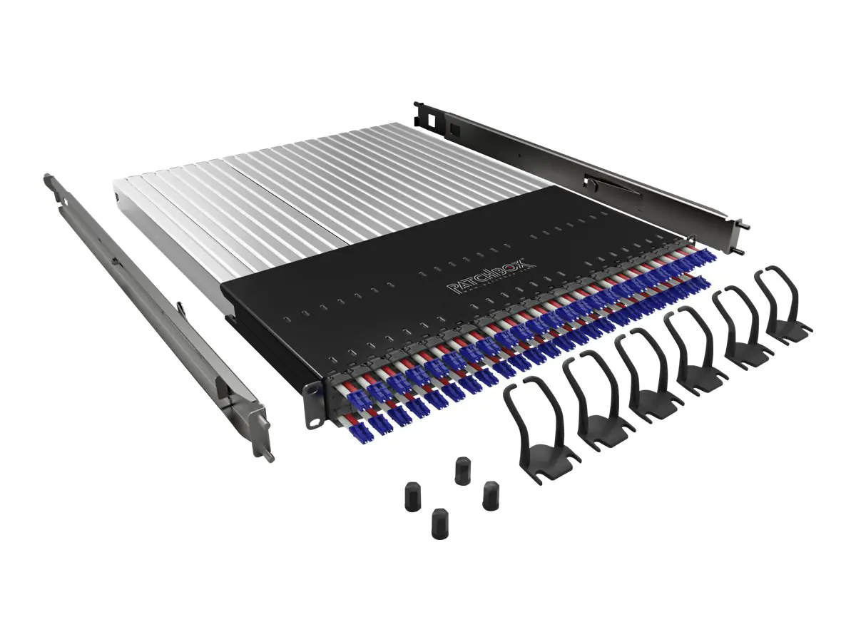 PATCHBOX PLUS+ SYSTEM OS2 - Kabelmanagementsystem mit selbst einziehenden Patchkabeln - 1.7 m - LC x 24 - RAL 9005 - 1U - 48.3 cm (19") PATCHBOX PLUS+ SYSTEM OS2 - Kabelmanagementsystem mit selbst einziehenden Patchkabeln - 1.7 m - LC x 24 - RAL 9005 - 1U - 48.3 cm (19")