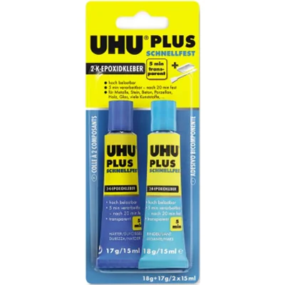 UHU Zweikomponentenkleber 45700 Schnellfest 35g plus Schnellhefter UHU Zweikomponentenkleber 45700 Schnellfest 35g plus Schnellhefter