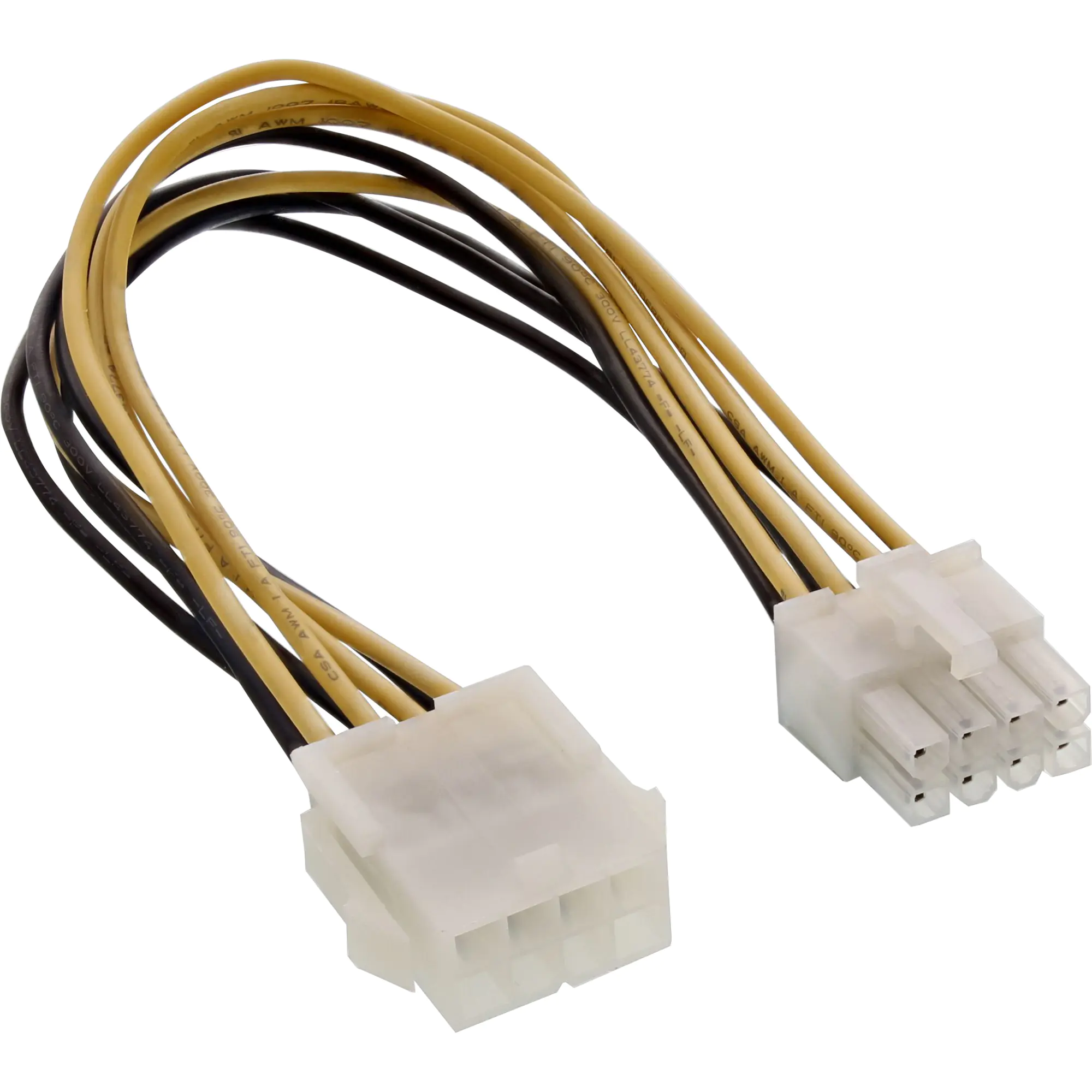 InLine - Spannungsversorgungs-Verlängerungskabel - Power 8 PIN +12V (M) zu Power 8 PIN +12V (W) - 20 cm