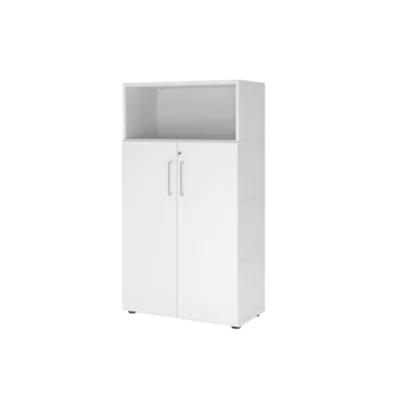 Hammerbacher Regalschrank FlexWall 800 x 1.452 x 417 mm (B x H x T) Flügeltür ohne Rollen Holz weiß