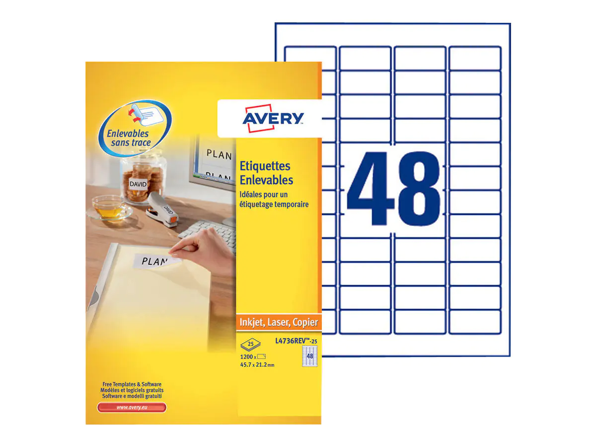 Avery Zweckform Etikett L4736REV-25 45,7x21,2mm weiß 1.440 St./Pack.